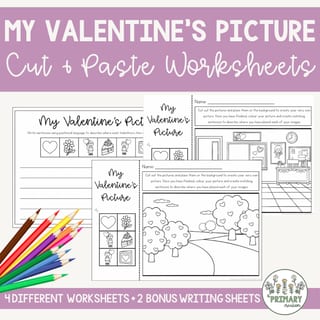 Valentine's Day Math Positional Language & Location Cut & Paste & Drawing Worksheets - image 4 of 4