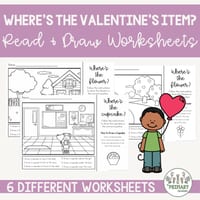 Valentine's Day Math Positional Language & Location Cut & Paste & Drawing Worksheets - thumbnail 3 of 4