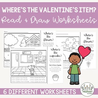 Valentine's Day Math Positional Language & Location Cut & Paste & Drawing Worksheets - image 3 of 4