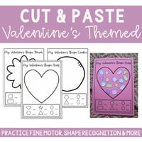 2D Valentine's Shape Craft Math Activity, Fine Motor, Counting, Number Writing - thumbnail 2 of 4