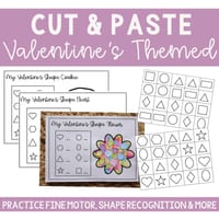 2D Valentine's Shape Craft Math Activity, Fine Motor, Counting, Number Writing - thumbnail 3 of 4