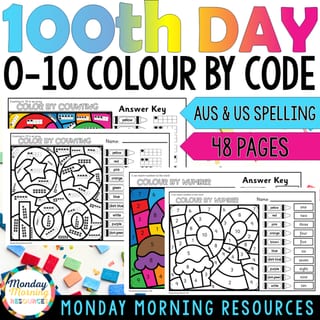 100th Day of School Numbers 0-10 Colour by Code Foundation Math Activity - image 1 of 4