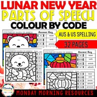 2026 Lunar New Year| Chinese New Year Parts of Speech Colour by Code Grammar Worksheets Years 3-6 - thumbnail 1 of 4