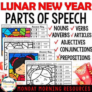 2026 Lunar New Year| Chinese New Year Parts of Speech Colour by Code Grammar Worksheets Years 3-6 - image 2 of 4