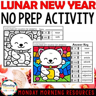 2026 Lunar New Year| Chinese New Year Parts of Speech Colour by Code Grammar Worksheets Years 3-6 - image 3 of 4