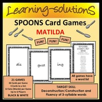 MATILDA Novel Study - SPOONS - 21 Games (1 Game per Chapter) 3 Syllable Words - thumbnail 1 of 1