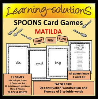 MATILDA Novel Study - SPOONS - 21 Games (1 Game per Chapter) 3 Syllable Words - image 1 of 1