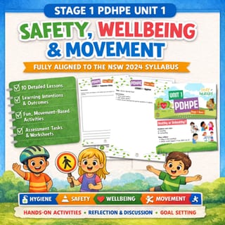 Stage 1 PDHPE Unit 1 – Safety, Wellbeing and Movement. **NEW Syllabus** - image 1 of 7