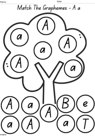 Matching Graphemes 'A' Worksheet - image 1 of 2