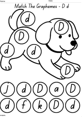 Matching Graphemes 'D' Worksheet - image 1 of 2