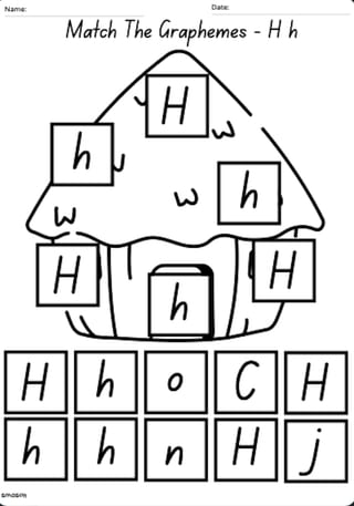 Matching Graphemes 'H' Worksheet - image 1 of 2