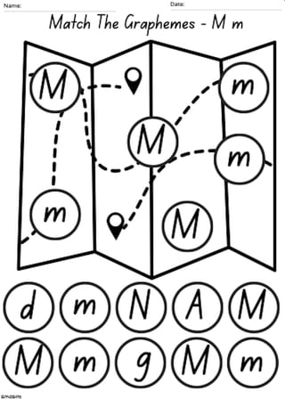 Matching Graphemes 'M' Worksheet - image 1 of 2