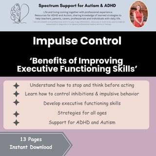 Behaviour Management Impulse Control Worksheets Executive Functioning Activity - image 9 of 9