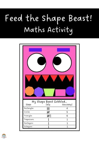 Feed the Shape Beast! Stage 1 2D Shapes Craft & Recording Activity - image 2 of 2
