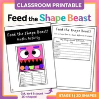 Feed the Shape Beast! Stage 1 2D Shapes Craft & Recording Activity - thumbnail 1 of 2