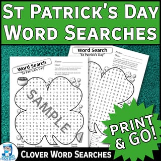 Celebrate St Patrick's Day | Engaging 4-Leaf Clover Word Searches! Print & Go! - image 1 of 3
