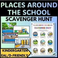 Places Around the School Vocabulary Scavenger Hunt Worksheet | Kindergarten EAL/D Learners - thumbnail 1 of 2