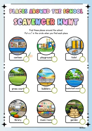 Places Around the School Vocabulary Scavenger Hunt Worksheet | Kindergarten EAL/D Learners - image 2 of 2
