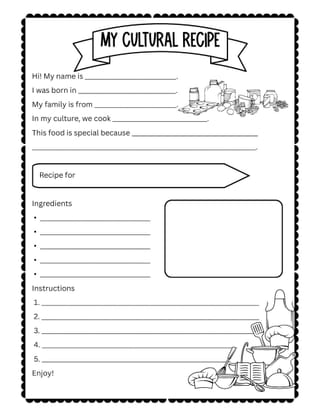 Our Class/School Cultural Recipe Book Template | Procedural Writing Activity ESL - image 3 of 3