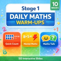 Stage 1 Daily Maths Warm Ups | 50 Interactive Maths Slides | Mental Maths & Number Talks