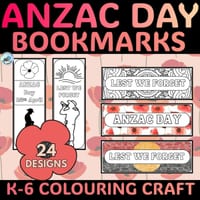 ANZAC Day Bookmarks to Colour | Print-and-Go Bookmarks | LEST WE FORGET - thumbnail 1 of 4