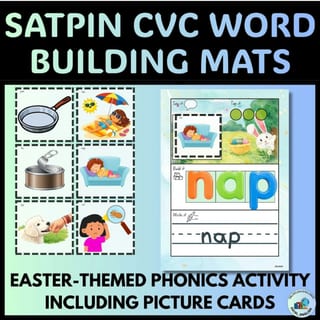 SATPIN CVC Word Building Mats | Kindergarten Phonics Activity | ESL Blending & Segmenting + Visuals - image 1 of 4