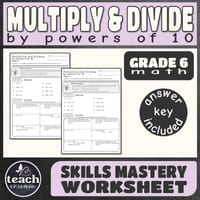 FREE Multiplying & Dividing by Powers of 10 | Grade 6 Math Worksheet - thumbnail 1 of 4