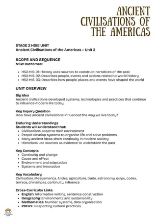 Stage 2 HSIE Unit 2: Ancient Civilisations of the Americas| Maya Aztec Inca - image 7 of 7