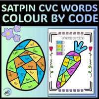 Easter Colour by SATPIN CVC Words | Phonics Colour by Code Decoding Activity - thumbnail 1 of 3