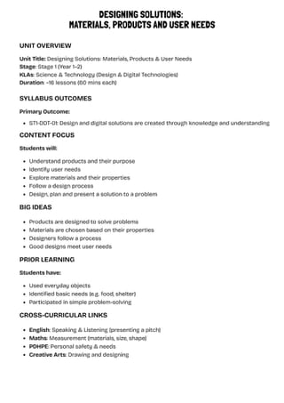 Science | Stage 1 Unit 2: Designing Solutions: Materials, Products & User Needs - image 8 of 8