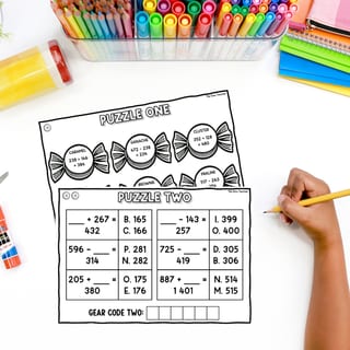 3-Digit Addition & Subtraction Skills Valentine’s Day Logic Puzzle Escape Room - image 7 of 9