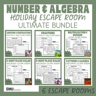 Year 1 & 2 Holiday Number & Algebra Escape Room Ultimate Bundle - image 1 of 8
