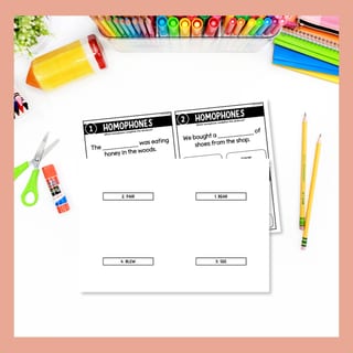 Homonym Task Card Bundle Homographs & Homophones Improve Grammar & Vocabulary - image 6 of 8