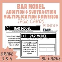Addition, Subtraction, Multiplication & Division Word Problems Bar Model Bundle - thumbnail 1 of 8