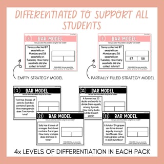 Addition, Subtraction, Multiplication & Division Word Problems Bar Model Bundle - image 3 of 8