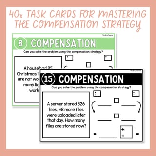 2 & 3-Digit Addition & Subtraction Word Problem Task Cards Compensation Strategy - image 3 of 9