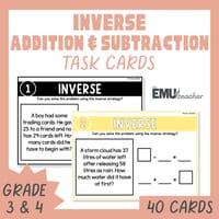 2 & 3-Digit Addition & Subtraction Word Problem Task Cards Inverse Relationship - thumbnail 1 of 9
