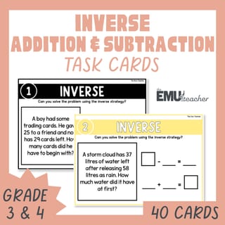 2 & 3-Digit Addition & Subtraction Word Problem Task Cards Inverse Relationship - image 1 of 9