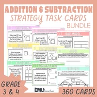 Addition & Subtraction Strategies Word Problem Task Cards Bundle 2- & 3-Digit - thumbnail 1 of 8