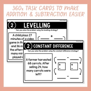 Addition & Subtraction Strategies Word Problem Task Cards Bundle 2- & 3-Digit - image 2 of 8