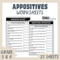 Appositive Worksheet Essential & Nonessential Improve Grammar & Sentence Writing - thumbnail 1 of 8