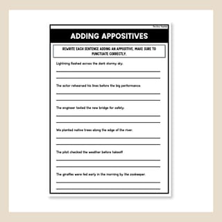 Appositive Worksheet Essential & Nonessential Improve Grammar & Sentence Writing - image 8 of 8