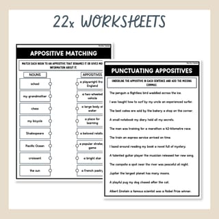 Appositive Worksheet Essential & Nonessential Improve Grammar & Sentence Writing - image 3 of 8