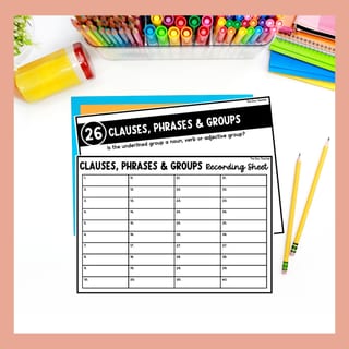 Clauses Phrases & Groups Task Cards Independent Dependent Adverbial Adjectival Prepositional - image 5 of 8