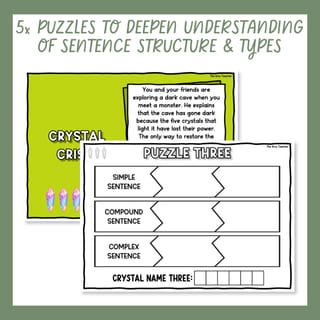 Sentence Structure & Types Escape Room Simple Compound Complex & Conjunctions - image 3 of 8
