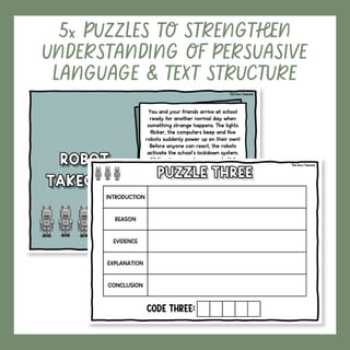 Persuasive Text Escape Room Structure, Fact & Opinion, Devices, Modality, Audience, Purpose - image 3 of 8