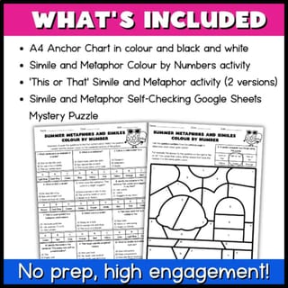 Simile & Metaphor Worksheets | Figurative Language Practice Activities | 4th-5th - image 3 of 5