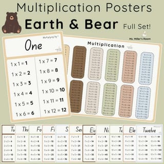 Earth & Bear Multiplication Displays | Times Tables 1-12 - image 1 of 4