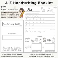 A-Z Handwriting Booklet | Letter Formation, Tracing & Sound Practice - thumbnail 1 of 4