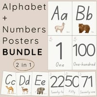 Alphabet + Numbers Posters BUNDLE | Neutral Classroom Theme - thumbnail 1 of 4